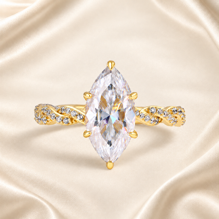 Gold-tone marquise-cut cubic zirconia main ring