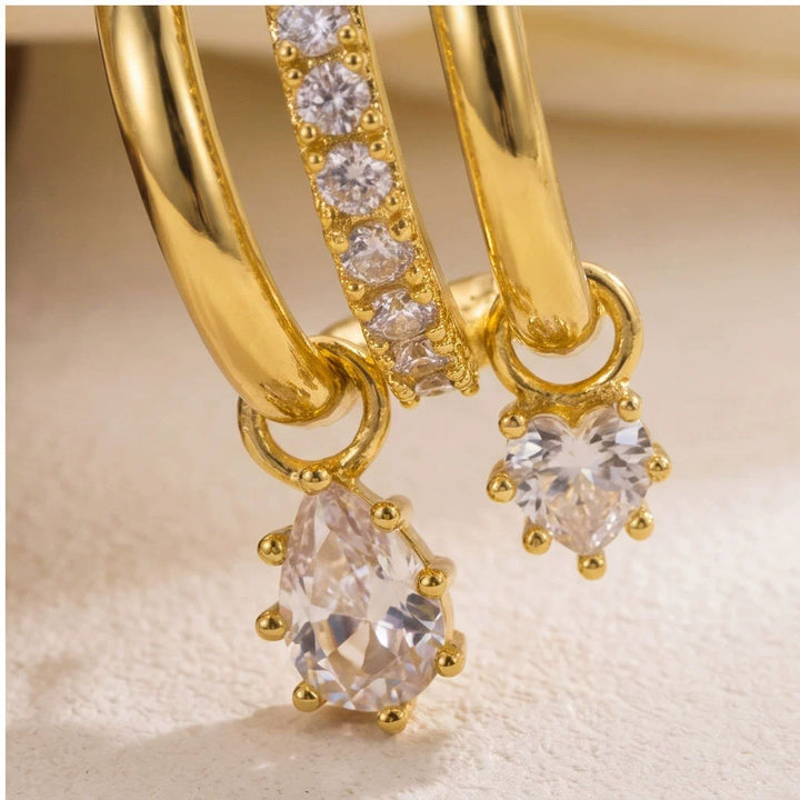 Pear and round cubic zirconia drop detail
