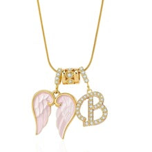 Letter B wing initial pendant necklace