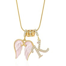 Letter K wing initial pendant necklace