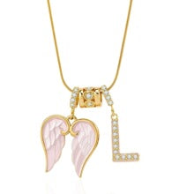 Letter L wing initial pendant necklace
