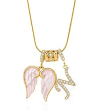 Letter N wing initial pendant necklace