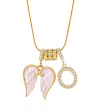 Letter O wing initial pendant necklace