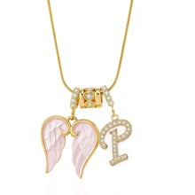 Letter P wing initial pendant necklace