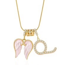 Letter Q wing initial pendant necklace