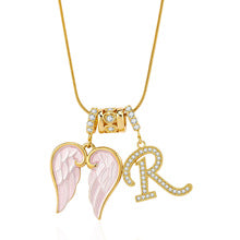 Letter R wing initial pendant necklace