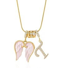 Letter T wing initial pendant necklace