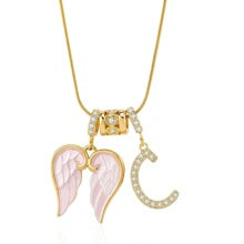 Letter C wing initial pendant necklace