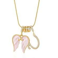 Letter U wing initial pendant necklace