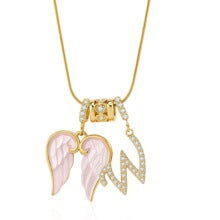 Letter W wing initial pendant necklace