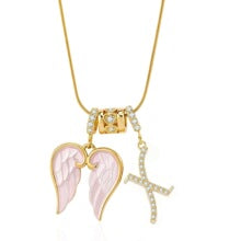 Letter X wing initial pendant necklace
