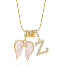 Letter Z wing initial pendant necklace