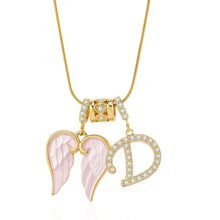 Letter D wing initial pendant necklace