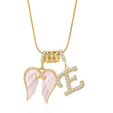Letter E wing initial pendant necklace