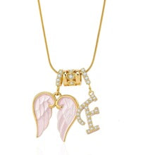 Letter F wing initial pendant necklace