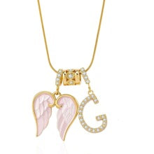 Letter G wing initial pendant necklace