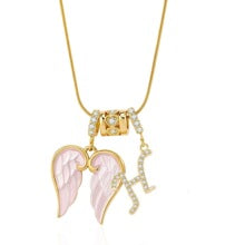 Letter H wing initial pendant necklace
