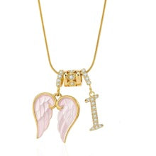 Letter I wing initial pendant necklace