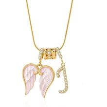 Letter J wing initial pendant necklace