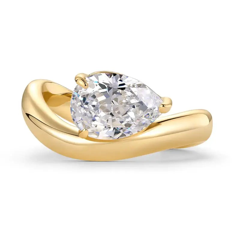 Pear-cut cubic zirconia ring front product view