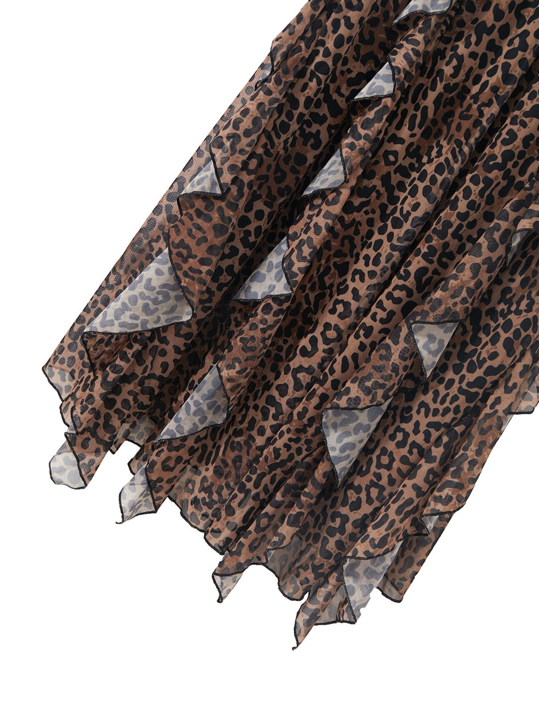The Elara Leopard Ruffle Mesh Maxi Dress