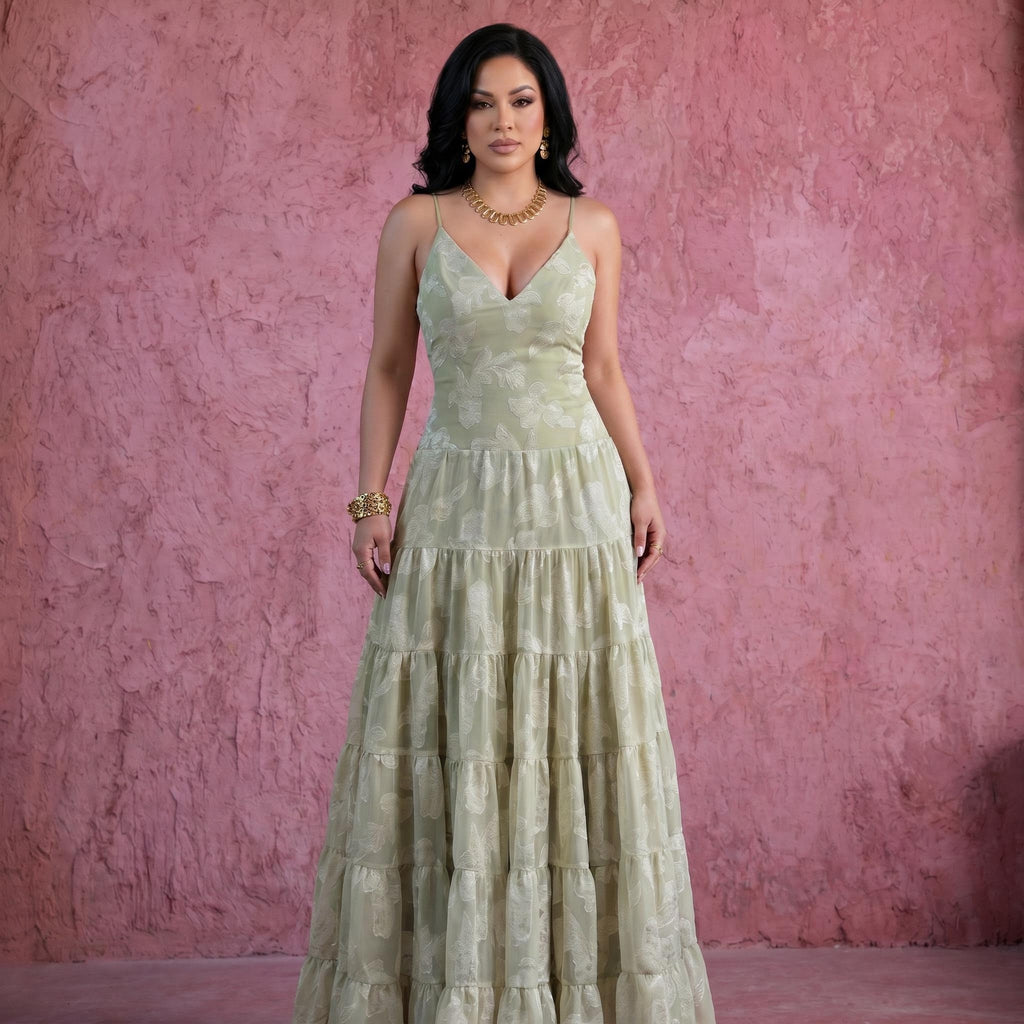 The Elara Ethereal Floral Open-Back Maxi