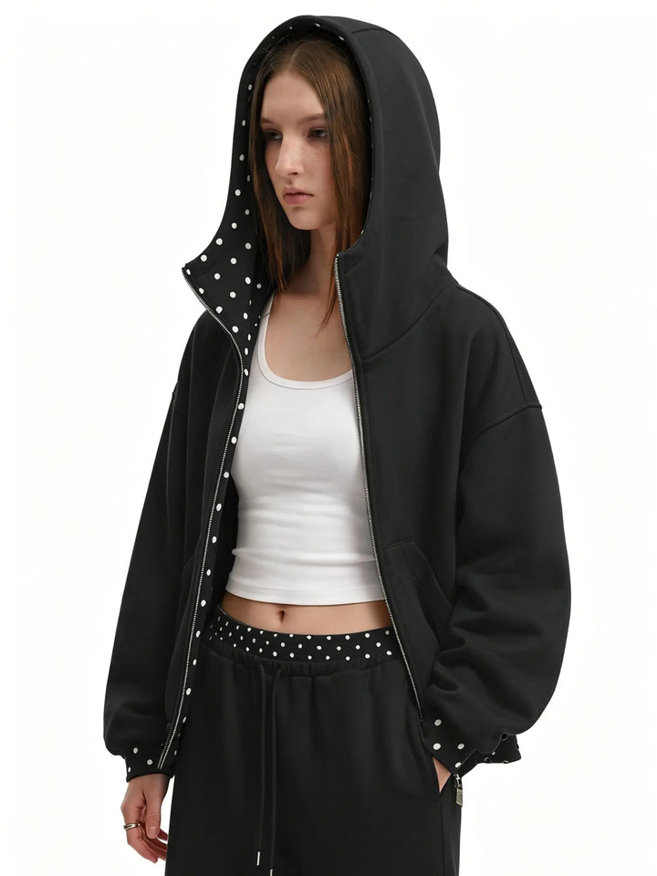 The Elara Polka-Dot Hooded Set Separates