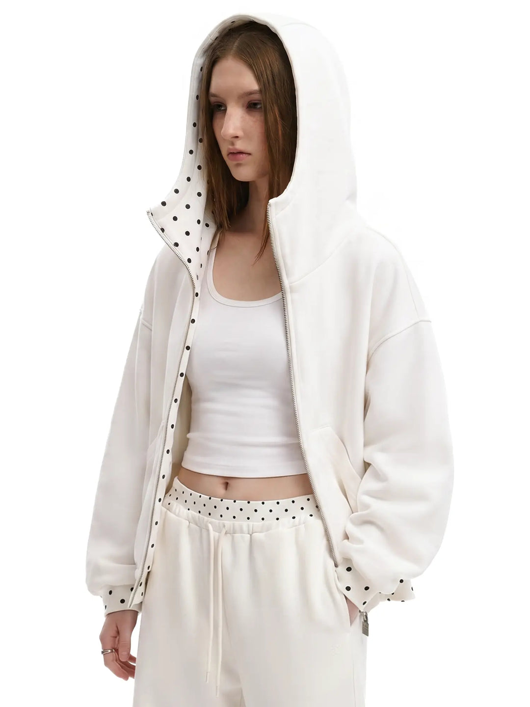 The Elara Polka-Dot Hooded Set Separates