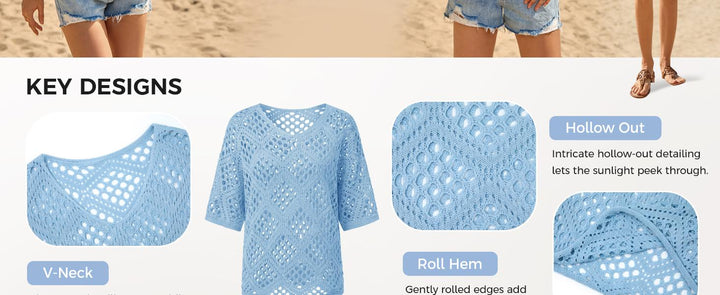 The Elara Boho Crochet V Neck Top