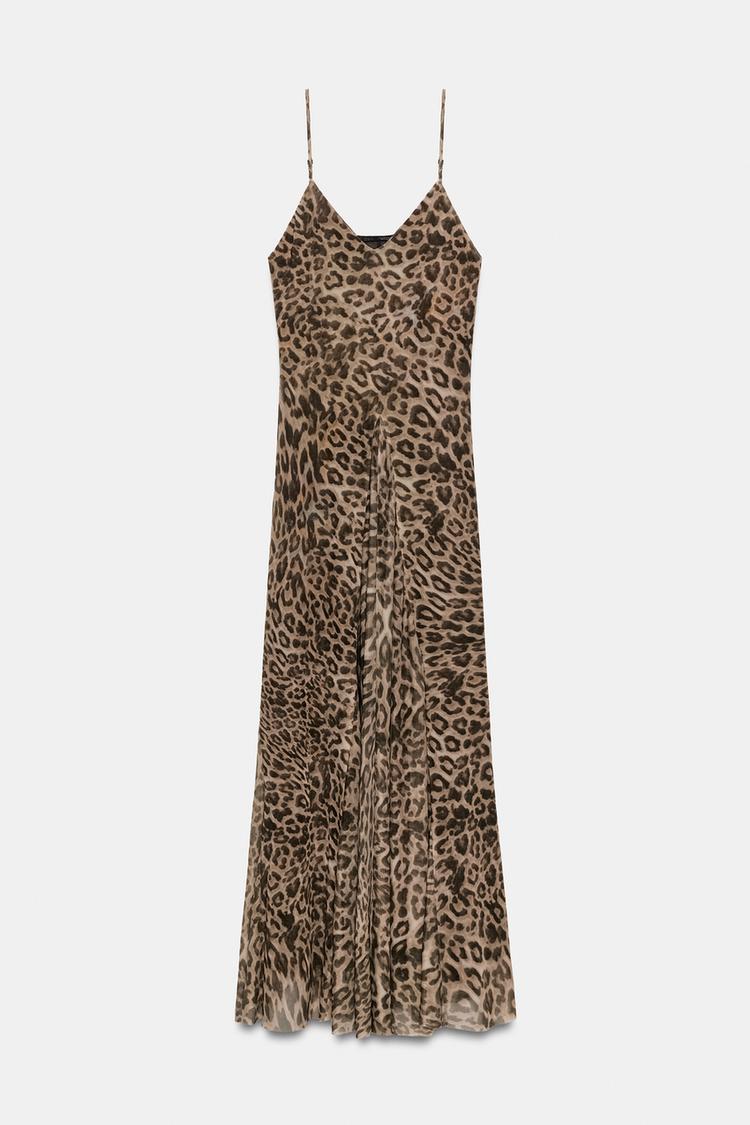 The Elara Leopard Satin Slip Maxi