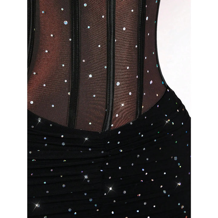 The Elara Rhinestone Halter Corset Mini Dress
