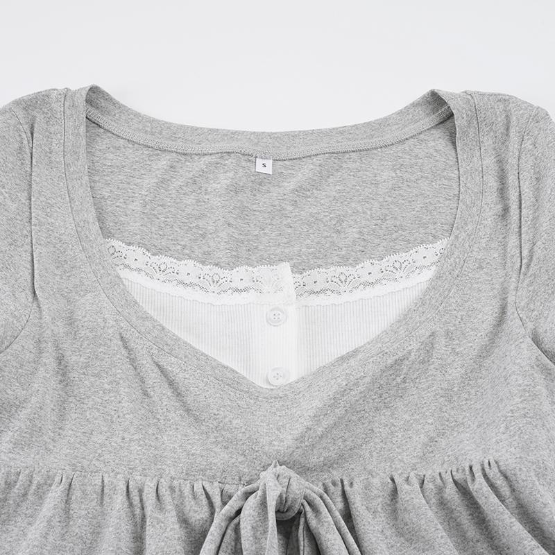 The Elara Lace Layer Bow Front Top