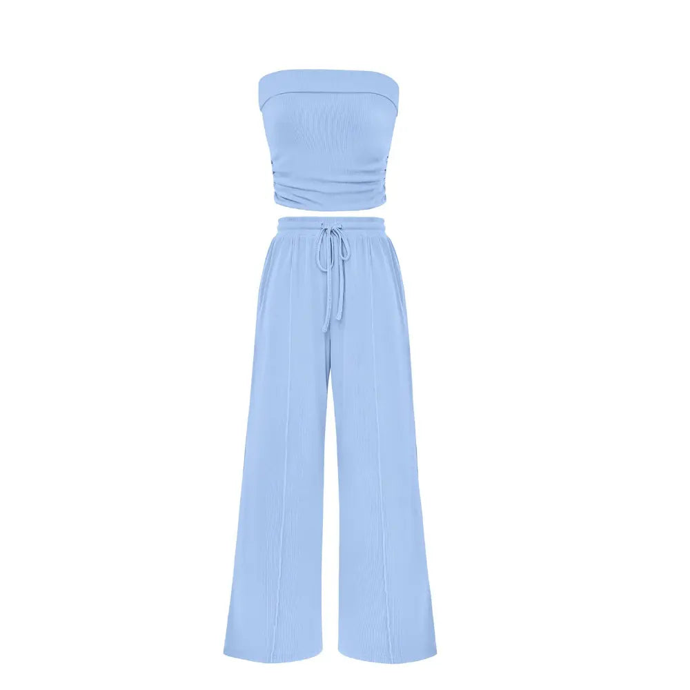 The Elara Ribbed Knit Tube Top &amp; Wide Leg Pants Set