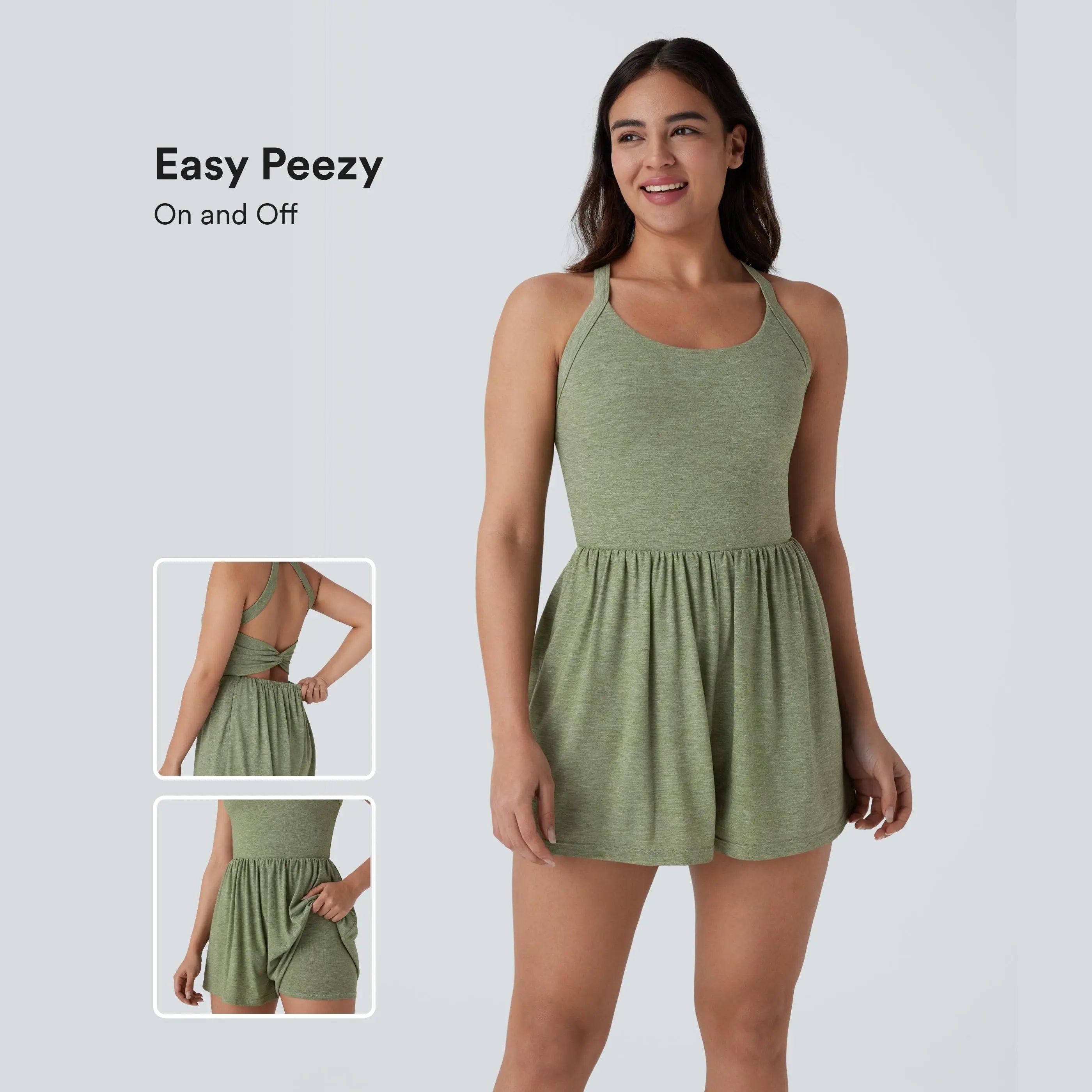 The Elara Backless Twisted Pocket 2-in-1 Romper
