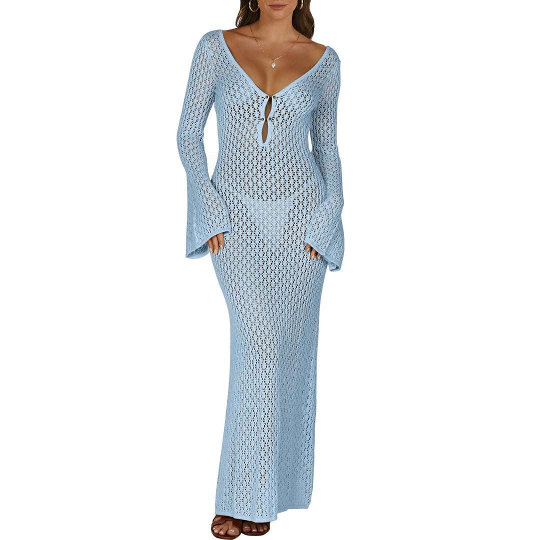 The Elara Crochet Hollow-Out Maxi Cover Up