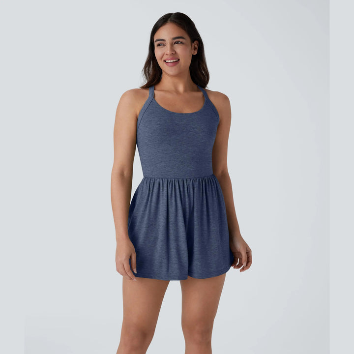 The Elara Backless Twisted Pocket 2-in-1 Romper