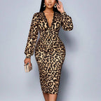 The Elara Leopard Contour Dress