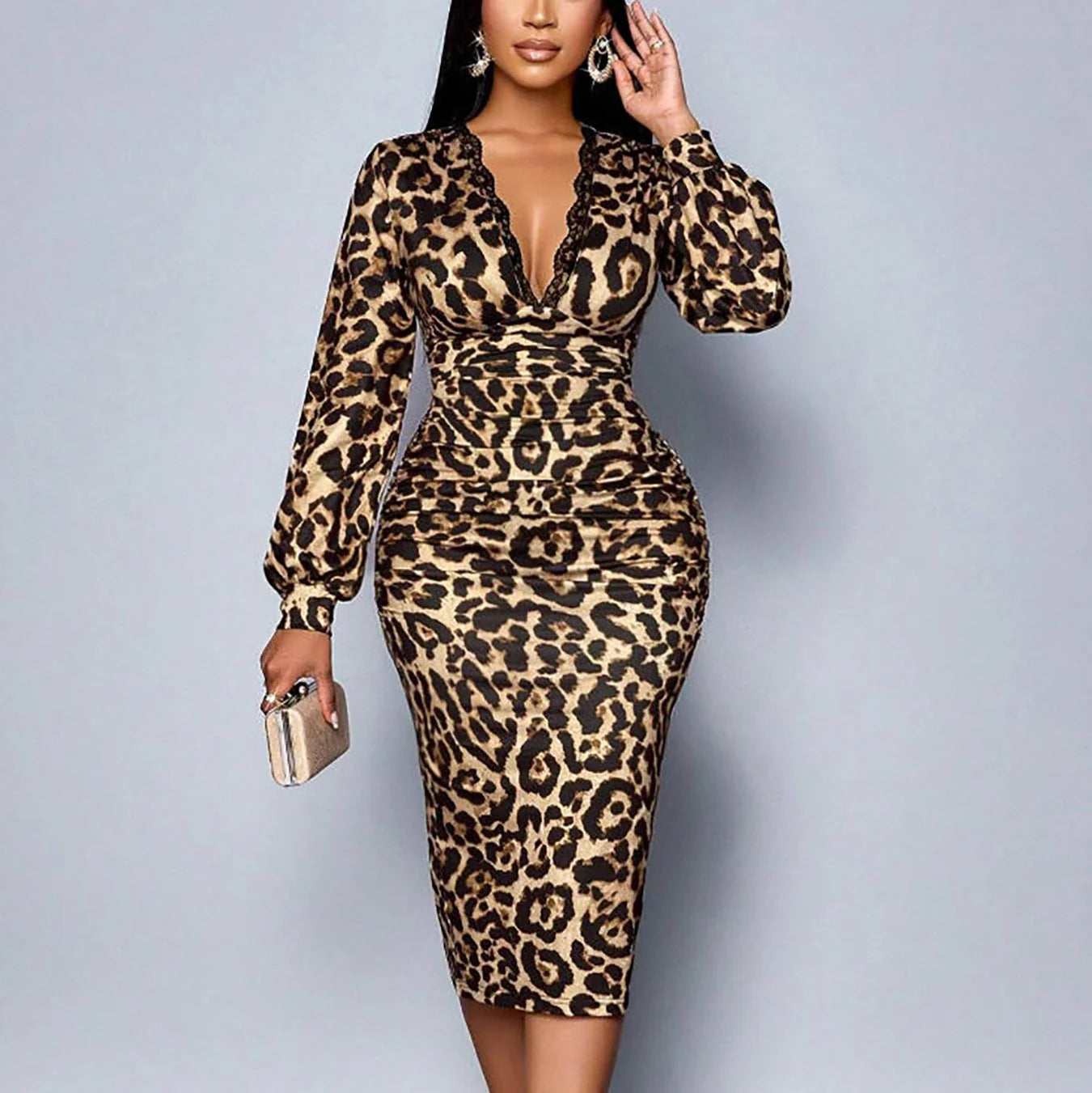 The Elara Leopard Contour Dress