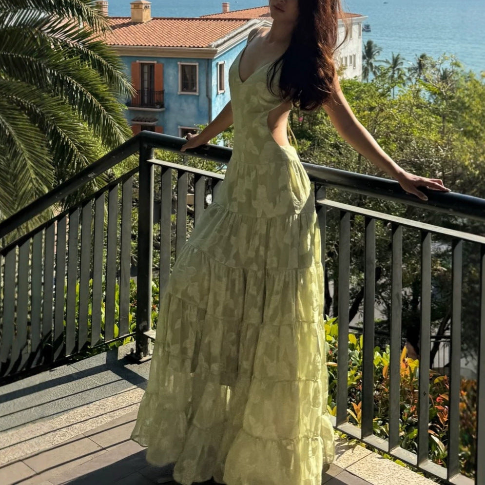 The Elara Ethereal Floral Open-Back Maxi