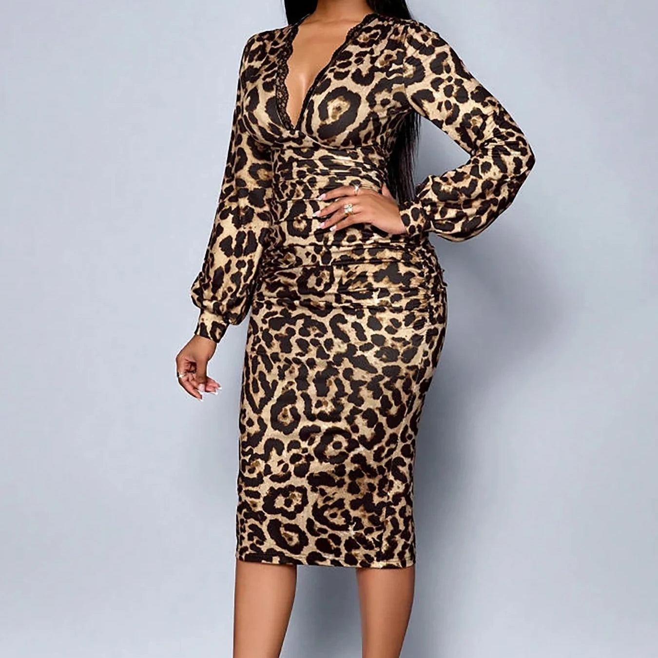 The Elara Leopard Contour Dress
