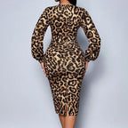 The Elara Leopard Contour Dress