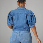 The Elara Puff-Sleeve Cropped Denim