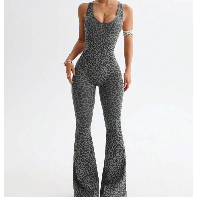 The Elara Leopard Flared Jumpsuit