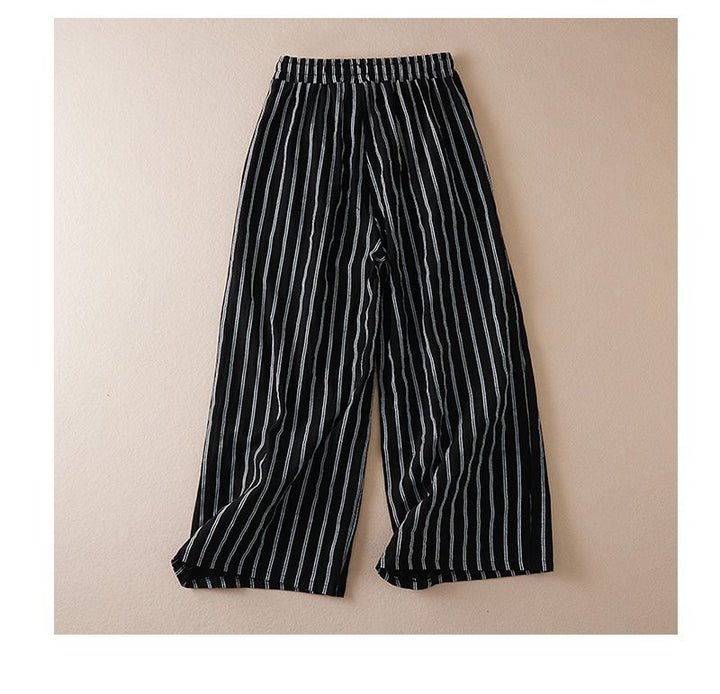 The Elara Striped Wide Leg Drawstring Pants