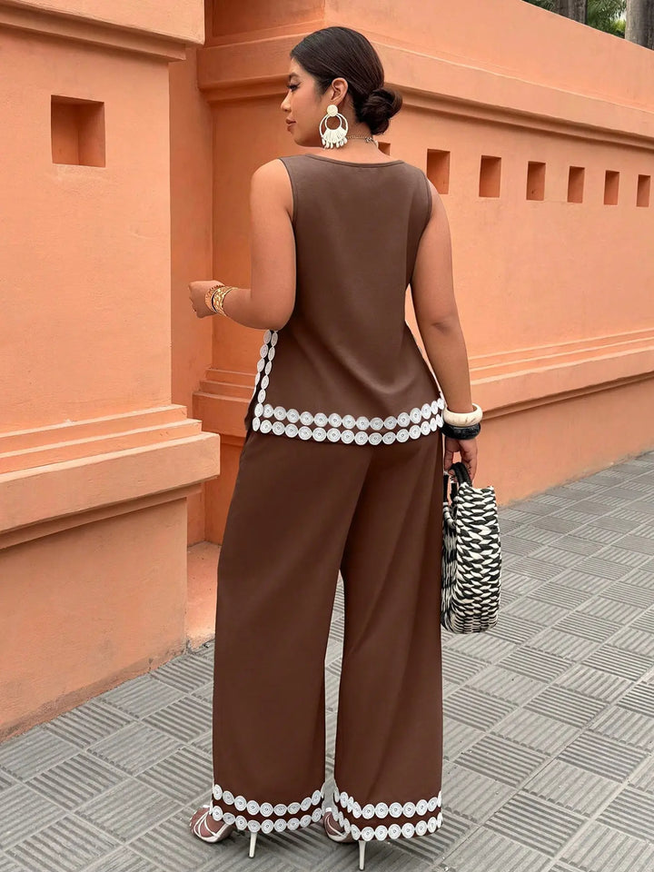 The Elara Eyelet Trim Resort Wide-Leg Set