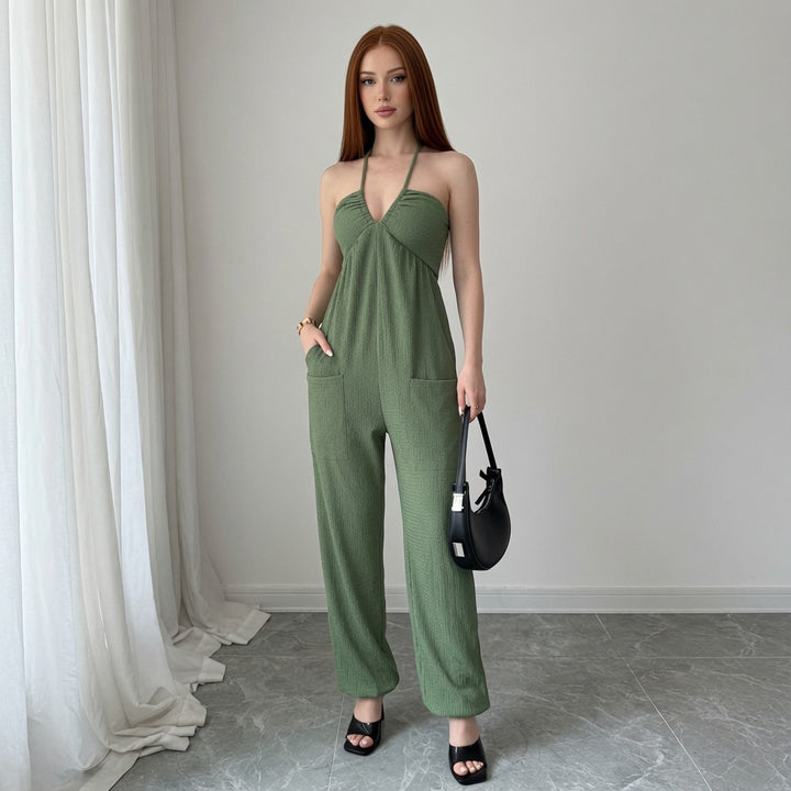The Elara Smocked Backless Wide Leg Jumpsuit