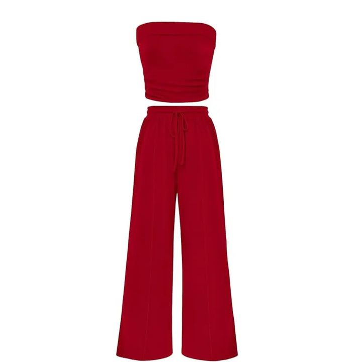 The Elara Ribbed Knit Tube Top &amp; Wide Leg Pants Set