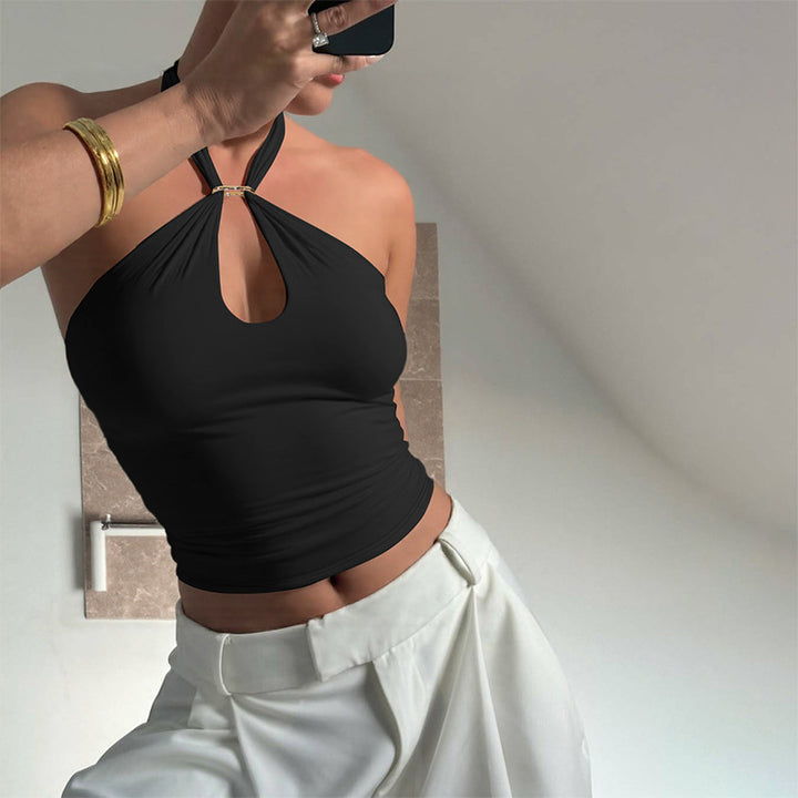 The Elara Halter Keyhole Backless Crop Top