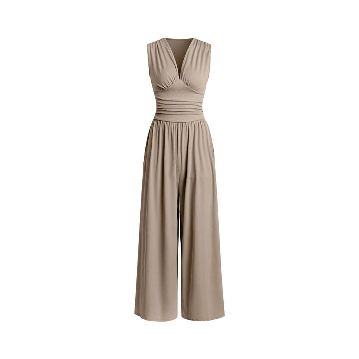 The Elara Minimalist Plunge Wide-Leg Jumpsuit