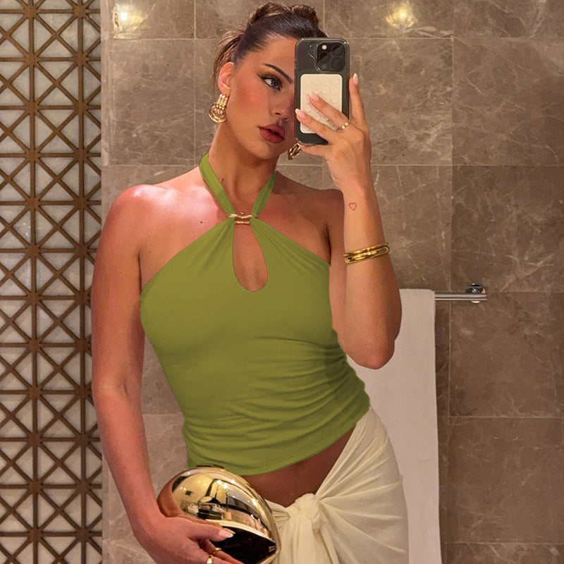 The Elara Halter Keyhole Backless Crop Top